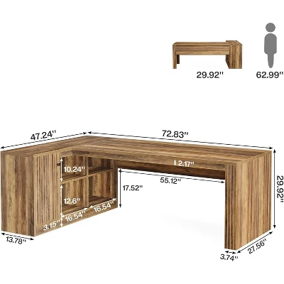 Tribesigns 72.8" L-Shaped Desk, Large Executive Desk With 47.24" Cabinet For Home Office 2 Tribesigns 72.8" L-Shaped Desk, Large Executive Desk With 47.24" Cabinet For Home Office - Image 2