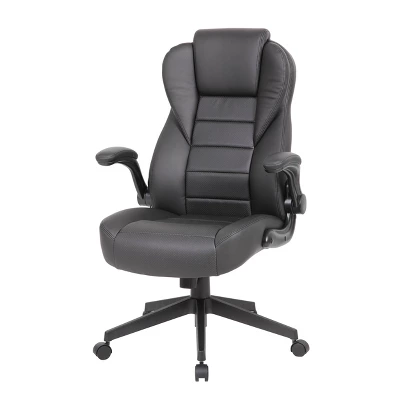Executive High Back Leatherplus Flip Armchair Black - Boss Office Products 1 Executive High Back Leatherplus Flip Armchair Black - Boss Office Products