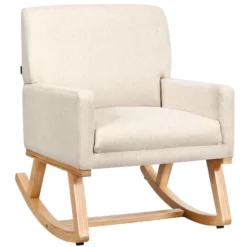 Costway Mid Century Rocking Chair Upholstered Armchair W/ Lumbar Support BeigeGray -Chic Furniture Store GUEST f890e496 ba61 4da8 a2c0 68695fc1523a