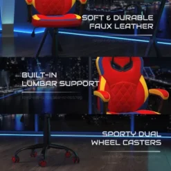 BlackArc High Back Gaming Chair With Red And Yellow Faux Leather Upholstery, Adjustable Swivel Seat And Padded Flip-Up Arms -Chic Furniture Store GUEST f8a54e43 96c5 4397 a83a c4e8054dfc79