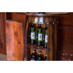 Vintiquewise Rustic Lockable Barrel Shaped Wine Bar Cabinet Wooden End Table -Chic Furniture Store GUEST f913968a 3ab5 4908 b3a3 55ea74188149