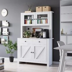 Kitchen Pantry Cabinet With Microwave Stand And Coffee Bar, Freestanding Hutch With Drawers, Doors & Adjustable Shelves 17 Kitchen Pantry Cabinet With Microwave Stand And Coffee Bar, Freestanding Hutch With Drawers, Doors & Adjustable Shelves -Chic Furniture Store GUEST f93e8b58 7cef 49ec 94de 96b337a78632