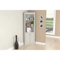 70.02" 2 Doors Corner Bookshelf Washed Oak - Inval