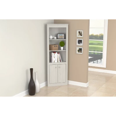 70.02" 2 Doors Corner Bookshelf Washed Oak - Inval 1 70.02" 2 Doors Corner Bookshelf Washed Oak - Inval