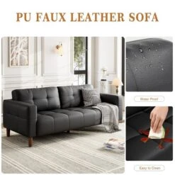 3-Seater Sofa Couch, 83" Wide Faux Leather Sofa Couch 11 3-Seater Sofa Couch, 83" Wide Faux Leather Sofa Couch -Chic Furniture Store GUEST fab131b0 0b9b 424b aa57 91b191137e41
