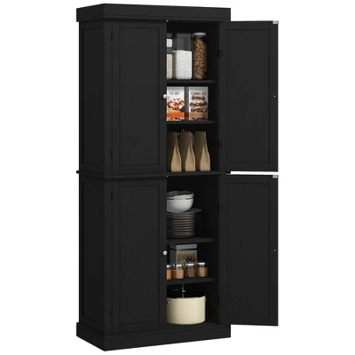 HOMCOM 72" Traditional Freestanding Kitchen Pantry Cupboard With 2 Cabinet, And Adjustable Shelves 6 HOMCOM 72" Traditional Freestanding Kitchen Pantry Cupboard With 2 Cabinet, And Adjustable Shelves - Image 6