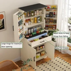 KTMBDW 67.7¡± Pantry Cabinet, Tall Kitchen Storage Cabinet With 4 Doors And 1 Drawer, Cupboard With 6 Hanging Shelves For Kitchen, Dining Room, White 11 KTMBDW 67.7¡± Pantry Cabinet, Tall Kitchen Storage Cabinet With 4 Doors And 1 Drawer, Cupboard With 6 Hanging Shelves For Kitchen, Dining Room, White -Chic Furniture Store GUEST fbde6838 eb56 4623 9f4b b65f59a955b5