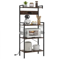 Tangkula Kitchen Bakers Rack W/ Power Outlet 4 Tiers Coffee Bar Table W/ 2 AC Outlets -Chic Furniture Store GUEST fccd1cc9 bdac 44d5 b9b5 0a97ee1f5161