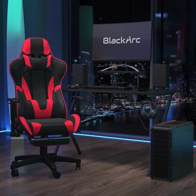 BlackArc Tango Gaming Desk & Chair Set - Reclining Gaming Chair With Slide-Out Footrest & Gaming Desk With Cupholder/Headphone Hook 1 BlackArc Tango Gaming Desk & Chair Set - Reclining Gaming Chair With Slide-Out Footrest & Gaming Desk With Cupholder/Headphone Hook