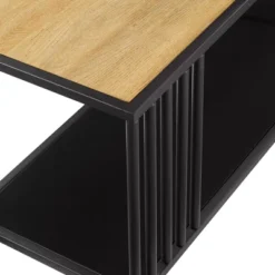 55.5" Modern 4 Shelf With Metal Bar Room Divider Bookcase Coastal Oak/Black - Saracina Home 13 55.5" Modern 4 Shelf With Metal Bar Room Divider Bookcase Coastal Oak/Black - Saracina Home -Chic Furniture Store GUEST ffa6e104 97bb 4319 b27b 600bbe750d80